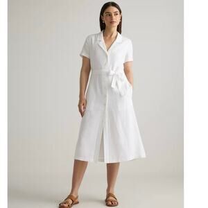 NWOT Quince European Linen Button Front Dress Bohemian White Small 4054-82